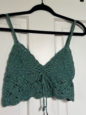 Vintage Topshop Crochet Tie-Front Crop Top RARE